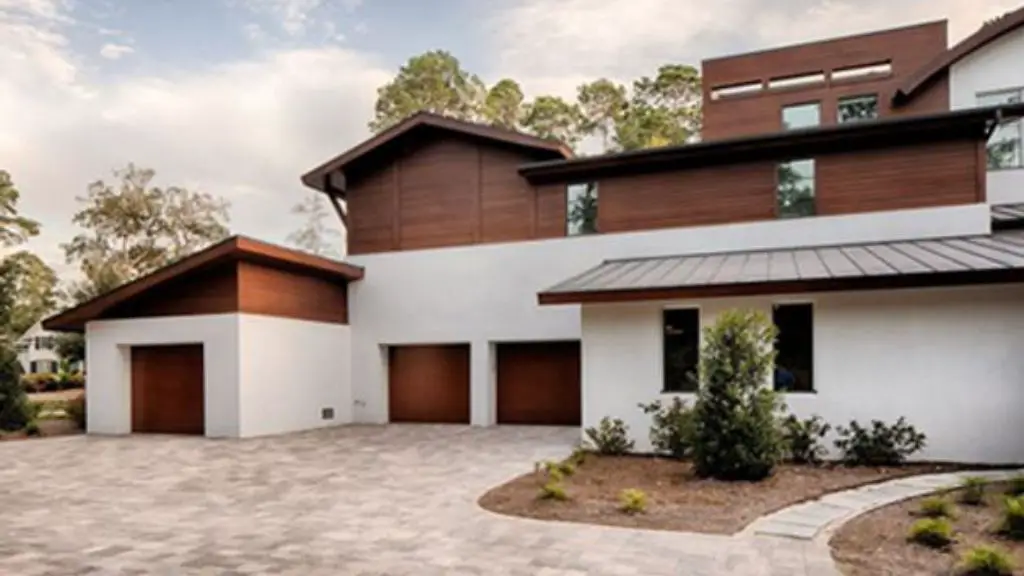 Bamboo cladding and garage doors